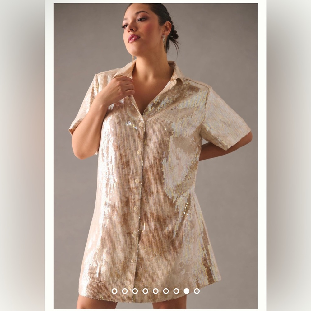 Anthropologie PILCRO Sequin Shirt Dress Size Small